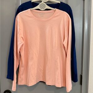 L.L. Bean Long Sleeve Tees - Soft Peach and Deep Blue